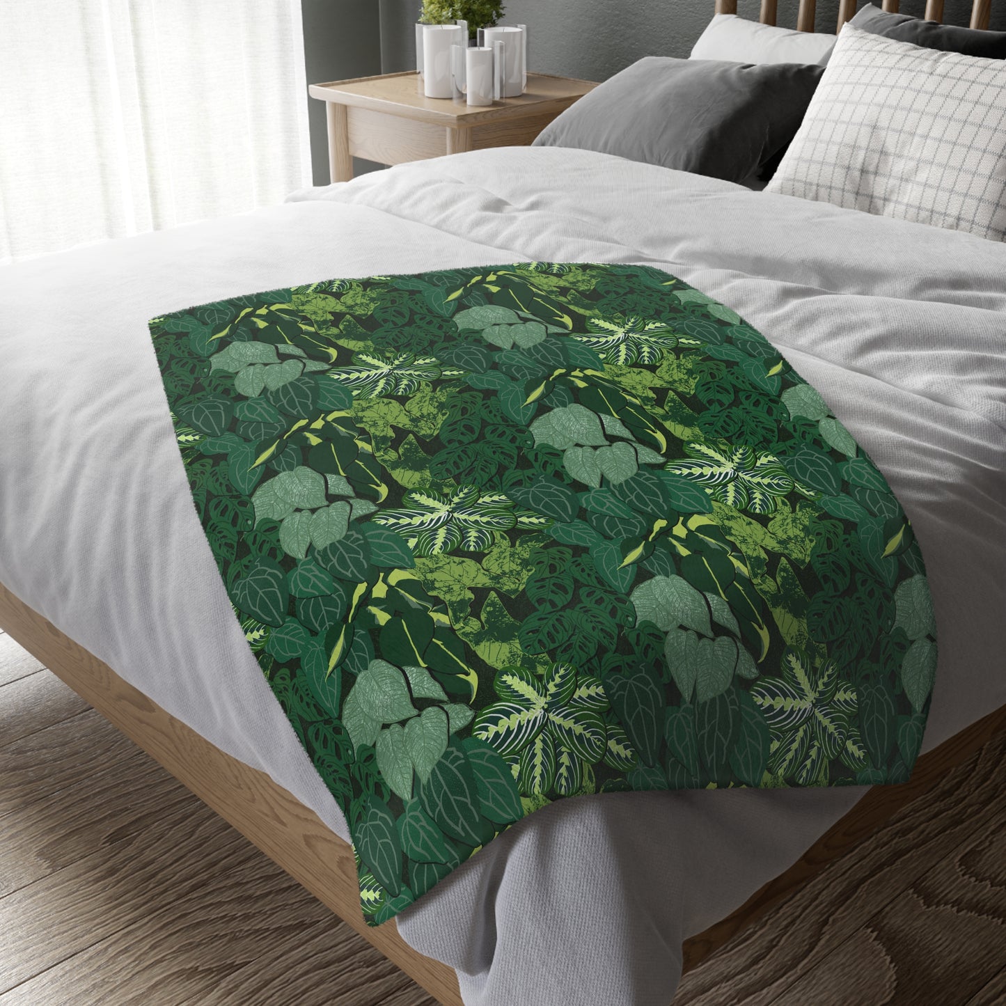 Plant Wall Velveteen Microfiber Blanket (Two-sided print)