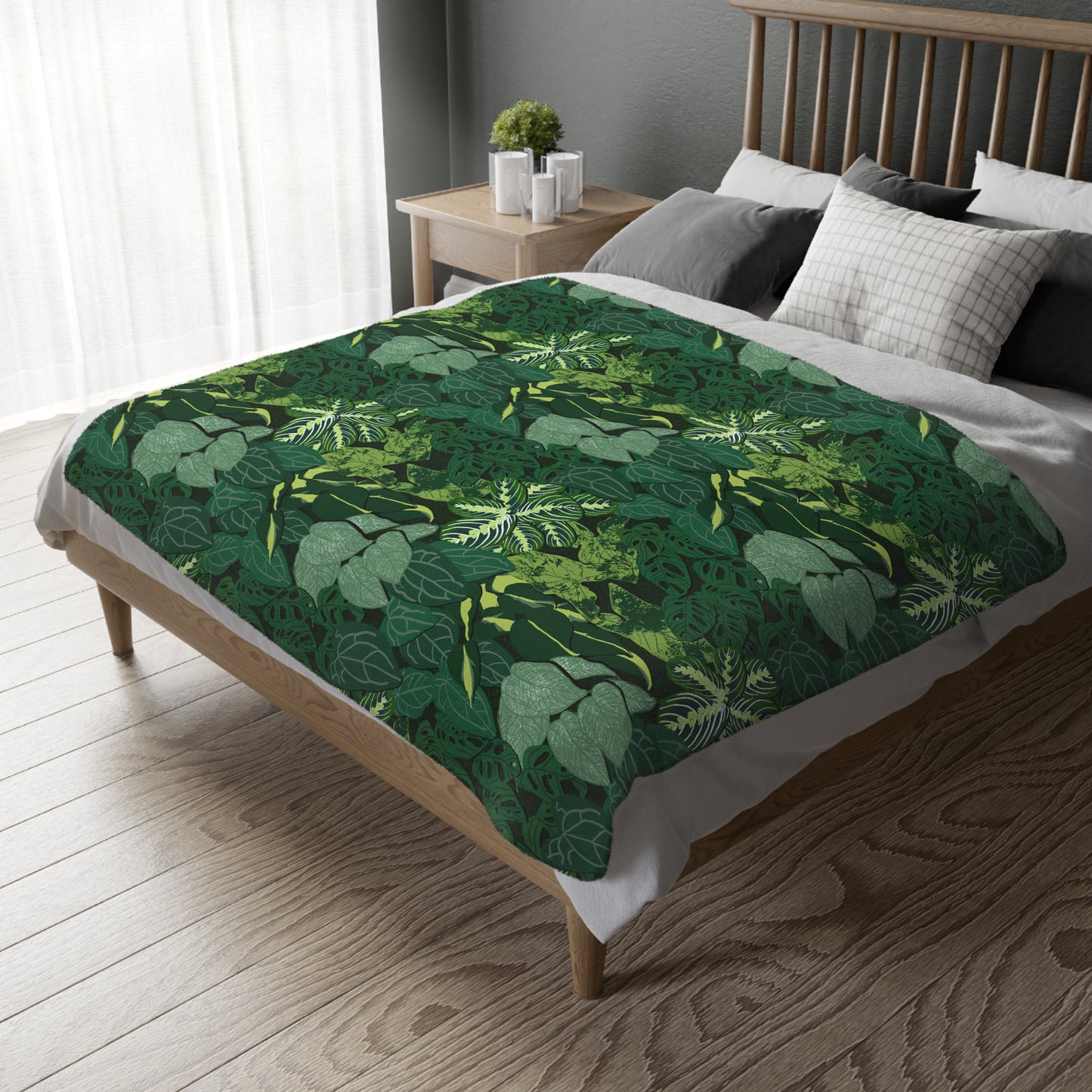 Plant Wall Velveteen Microfiber Blanket (Two-sided print)