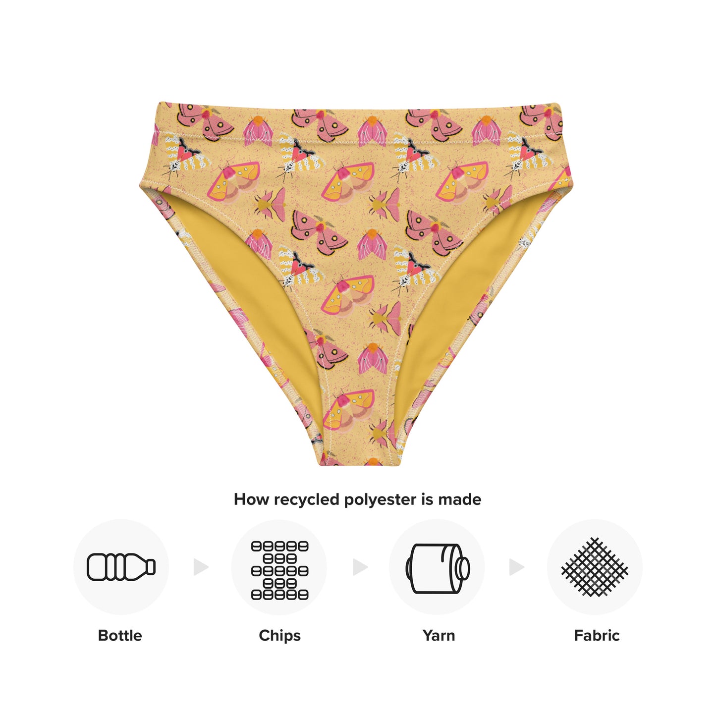 Majestic Moths Recycled high-waisted bikini bottom