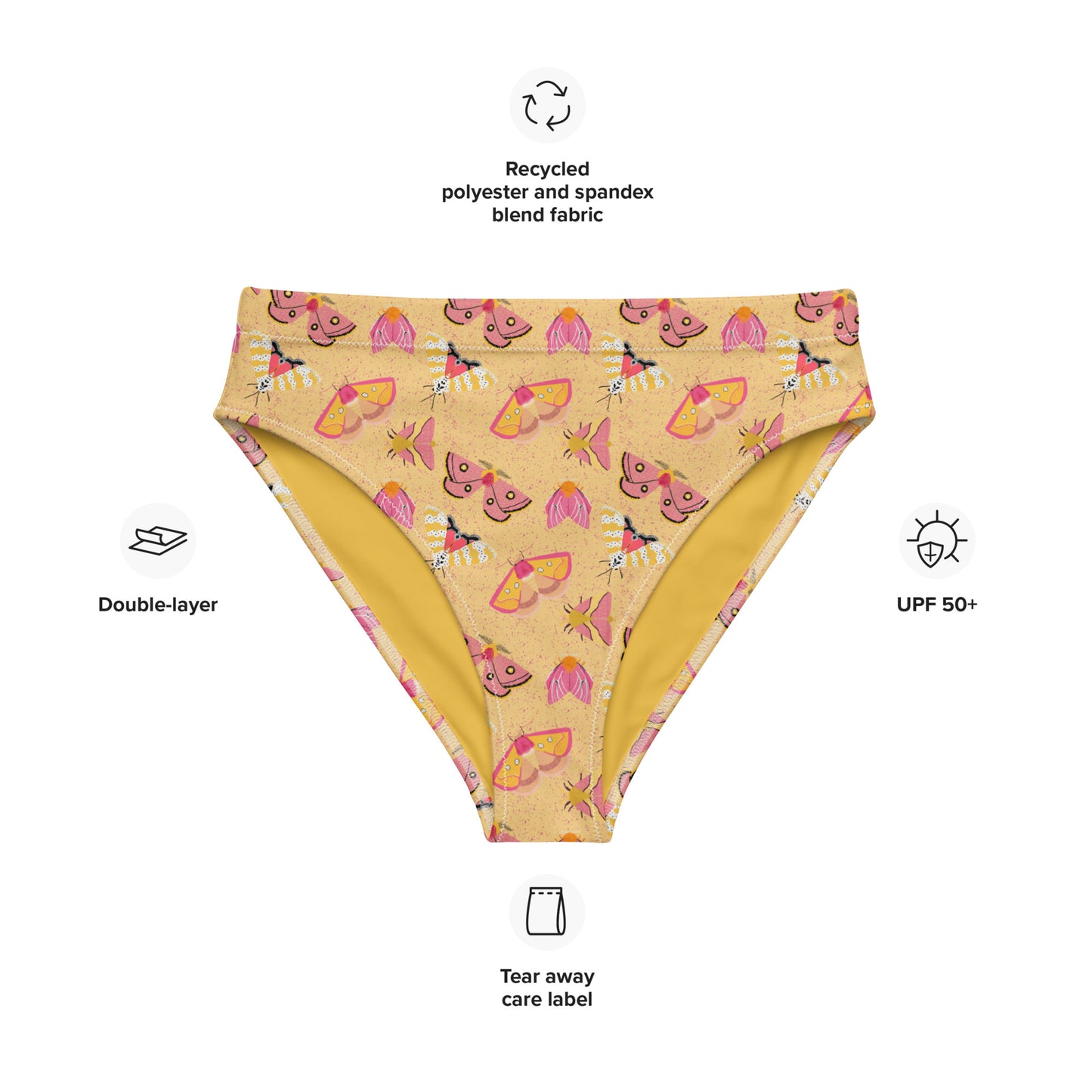 Majestic Moths Recycled high-waisted bikini bottom