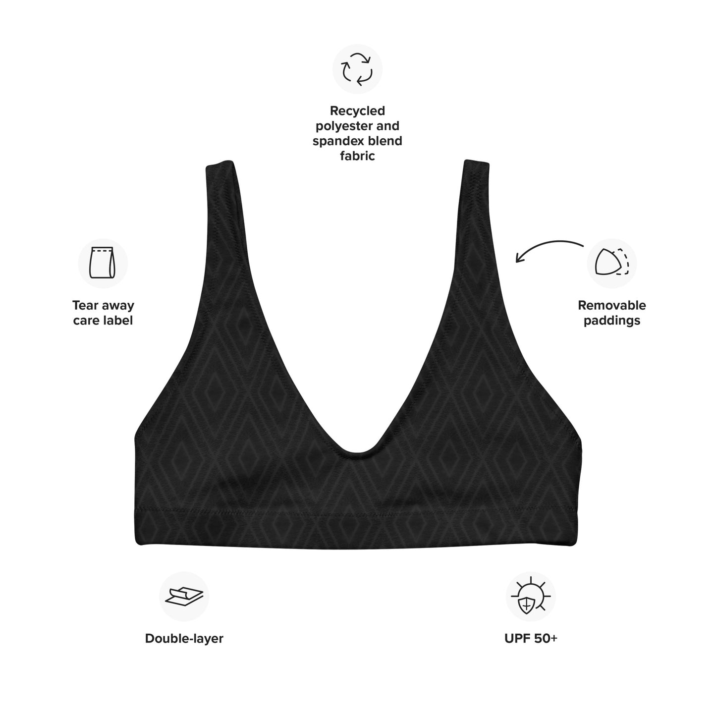 Diamonds Diamonds Diamonds Recycled padded bikini top