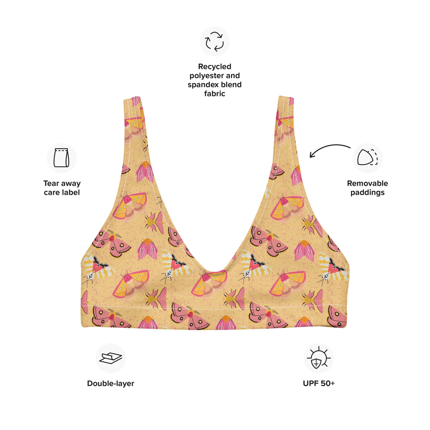Majestic Moths Recycled padded bikini top