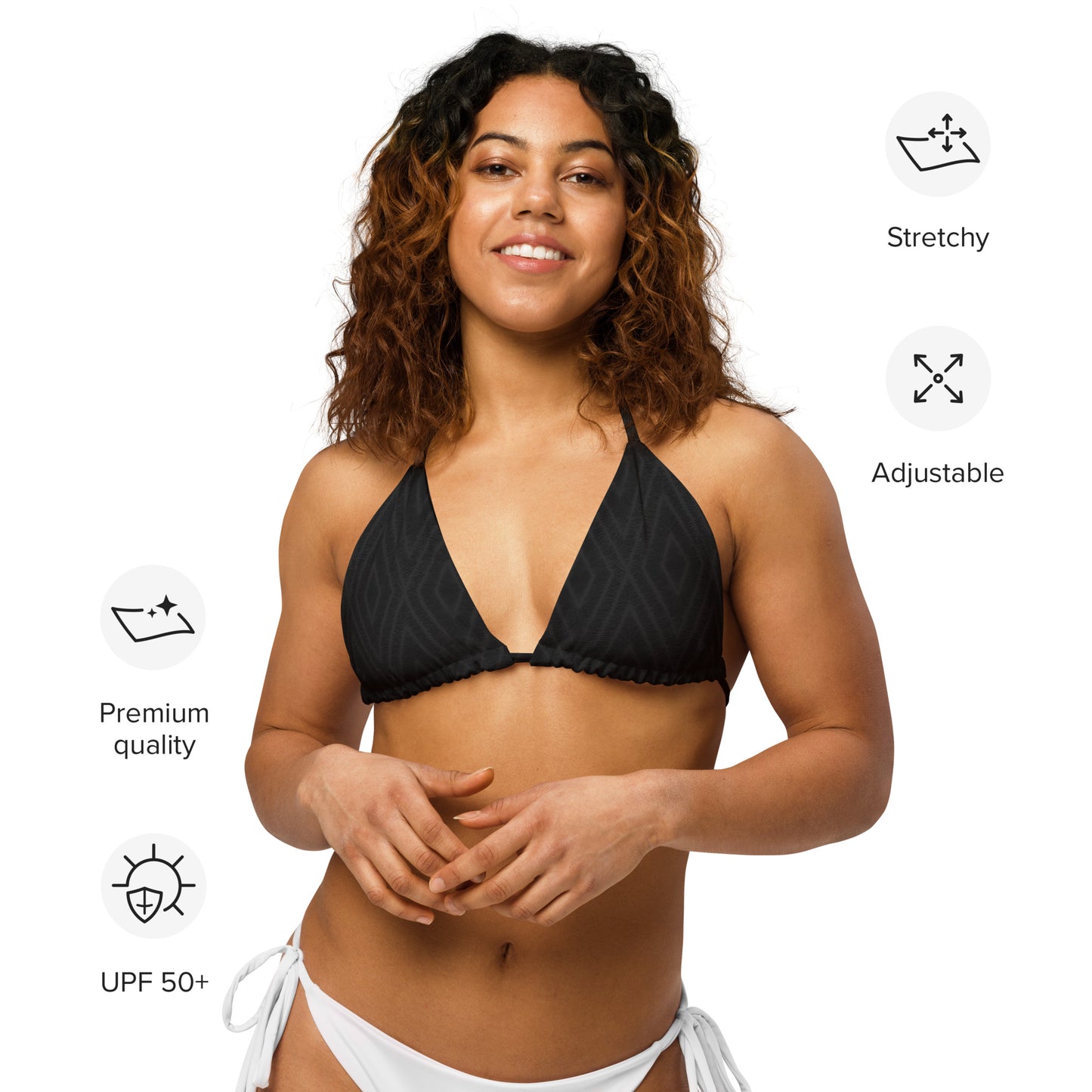 Diamonds Diamonds Diamonds All-over print recycled string bikini top