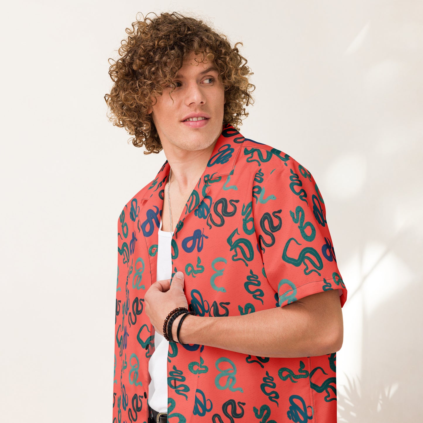 Sneks on a Plane Unisex button shirt