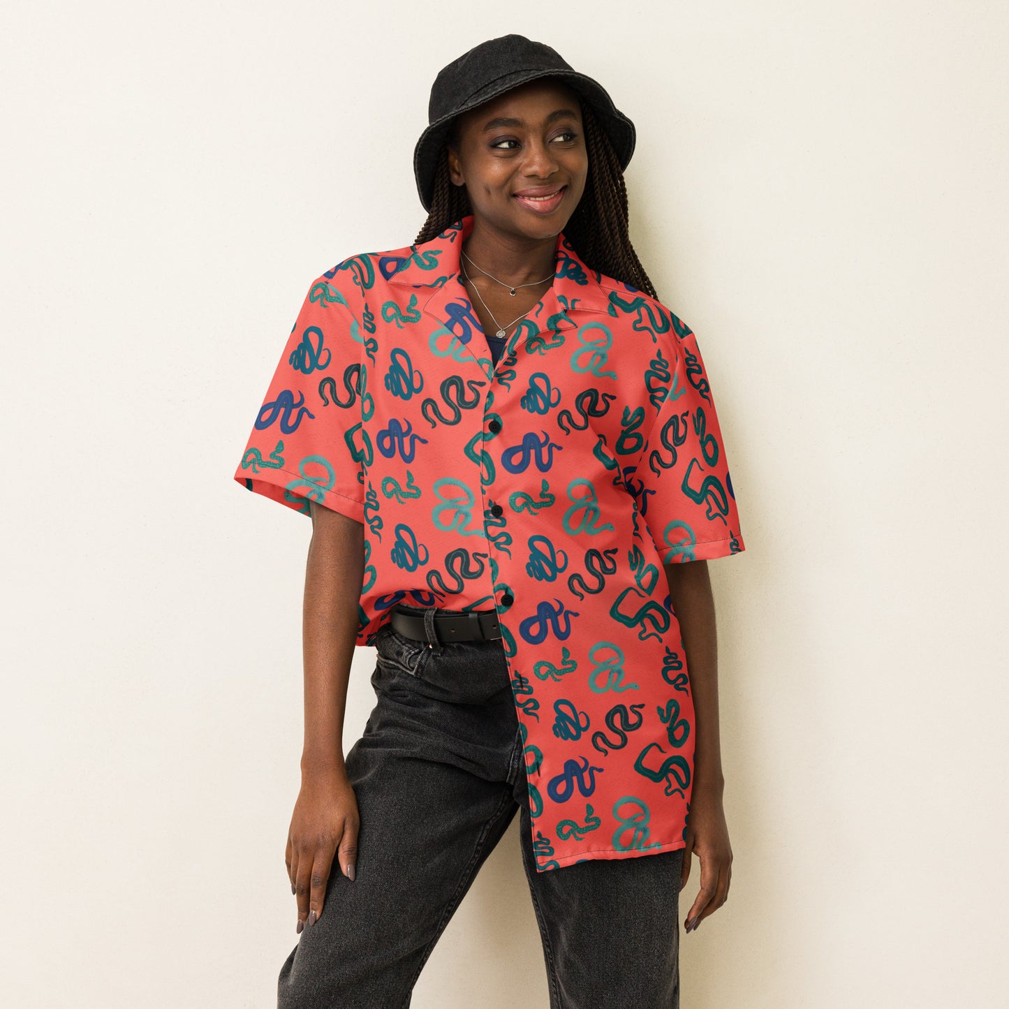 Sneks on a Plane Unisex button shirt