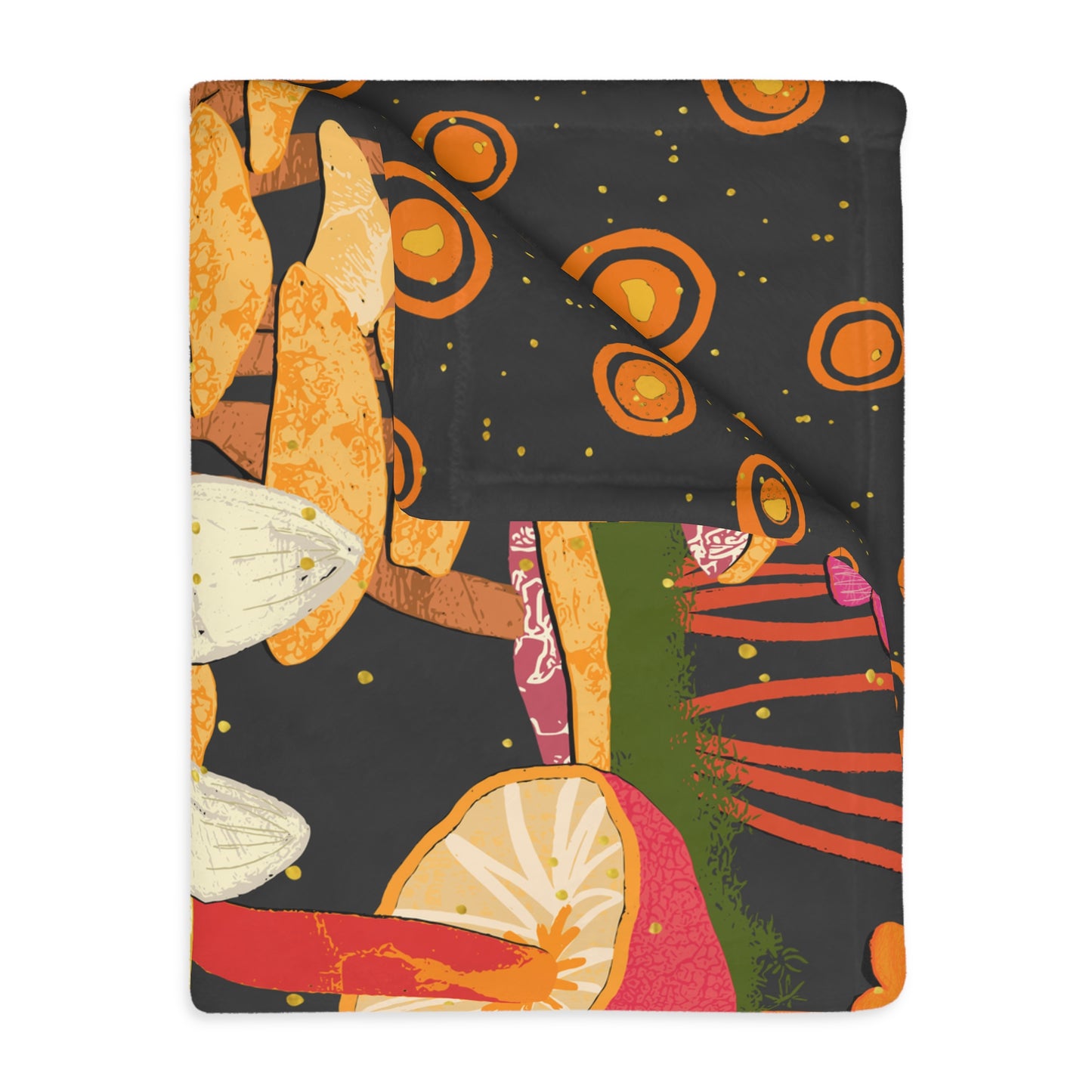 Many Many Mushrooms Velveteen Microfiber Blanket (Two-sided print)