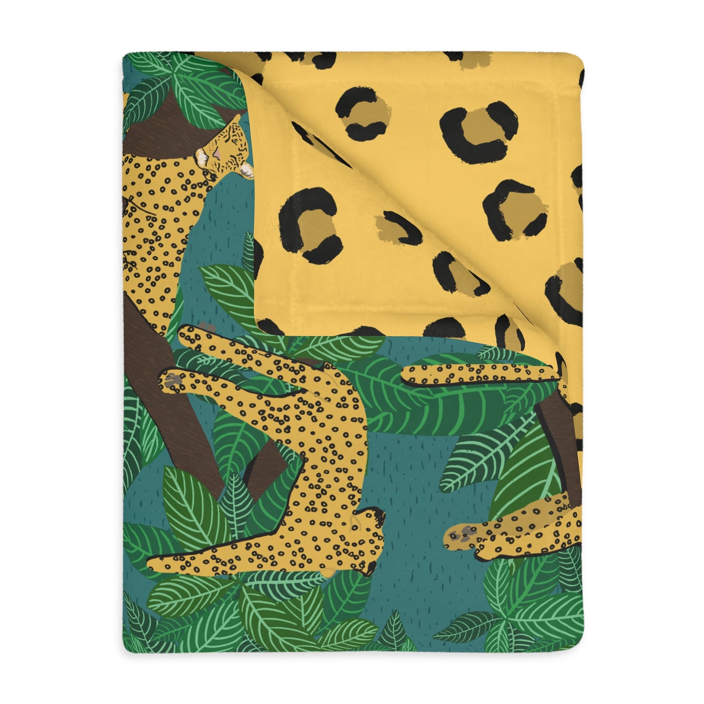 Lounging Leopards Velveteen Microfiber Blanket (Two-sided print)