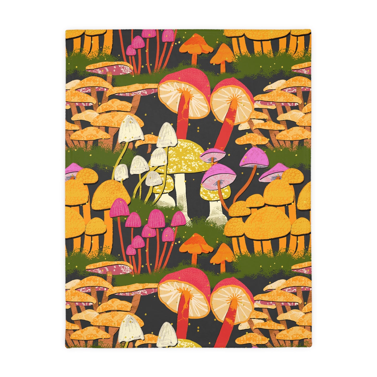 Many Many Mushrooms Velveteen Microfiber Blanket (Two-sided print)