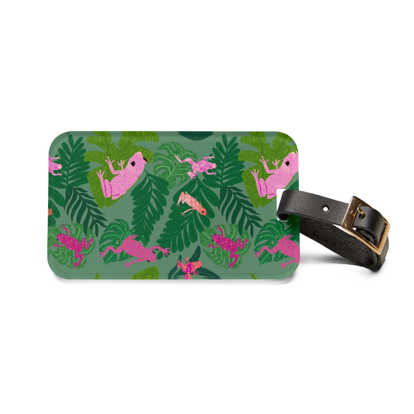 Tree Frogs Luggage Tag in Pink