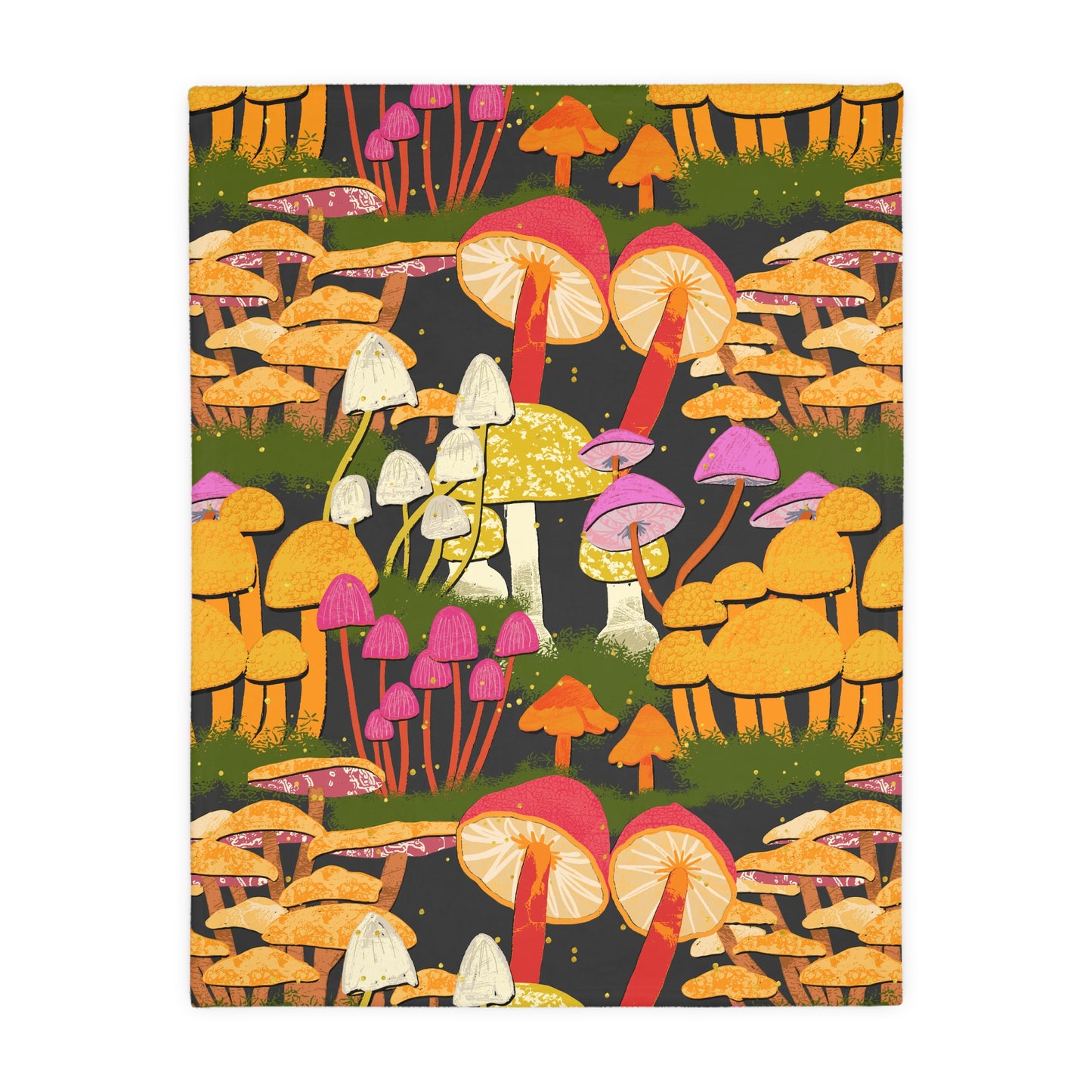 Many Many Mushrooms Velveteen Microfiber Blanket (Two-sided print)