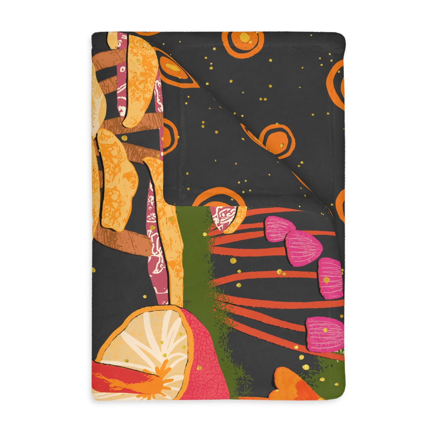 Many Many Mushrooms Velveteen Microfiber Blanket (Two-sided print)