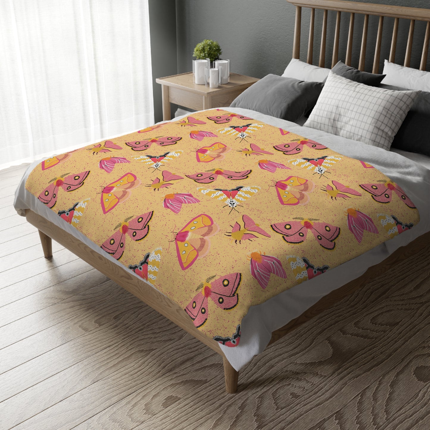 Magical Moths Velveteen Microfiber Blanket (Two-sided print)