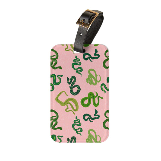 Sneks on a Plane Luggage Tag in Pink