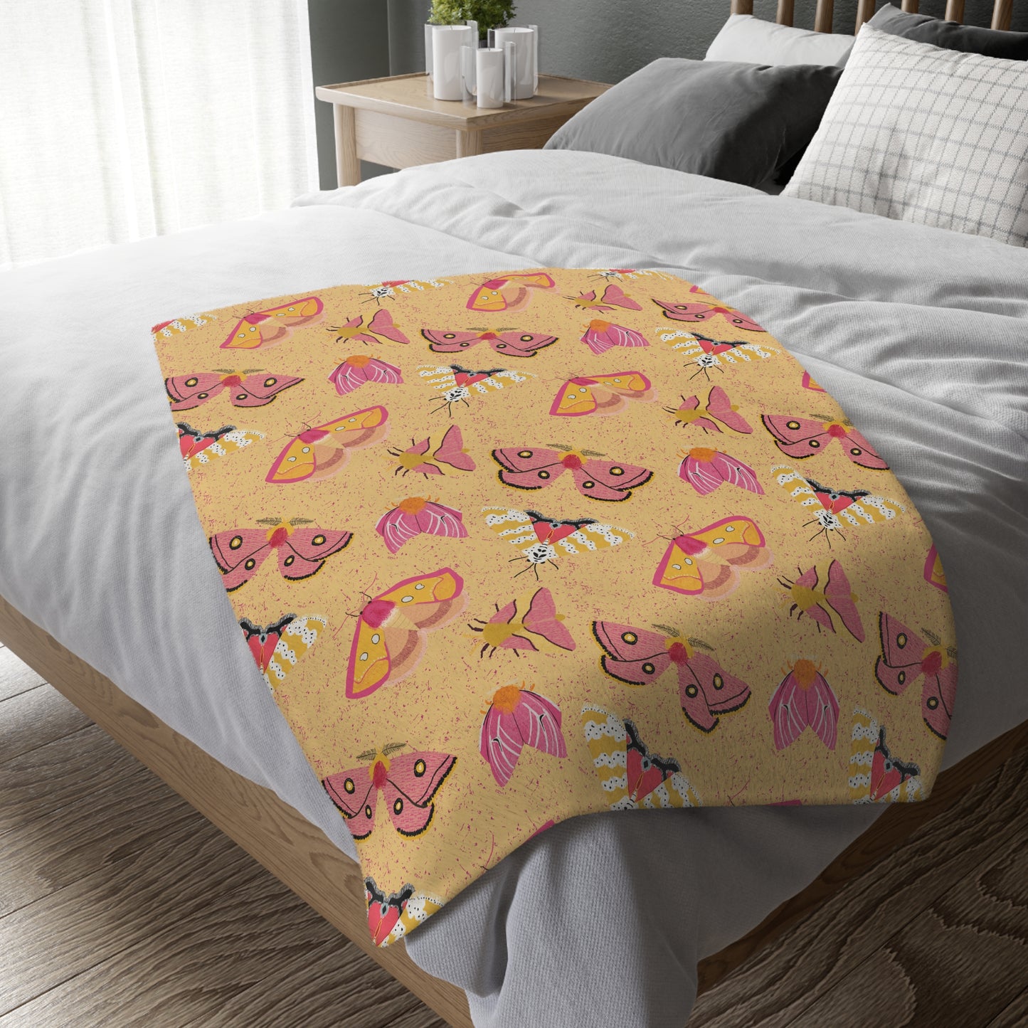 Magical Moths Velveteen Microfiber Blanket (Two-sided print)