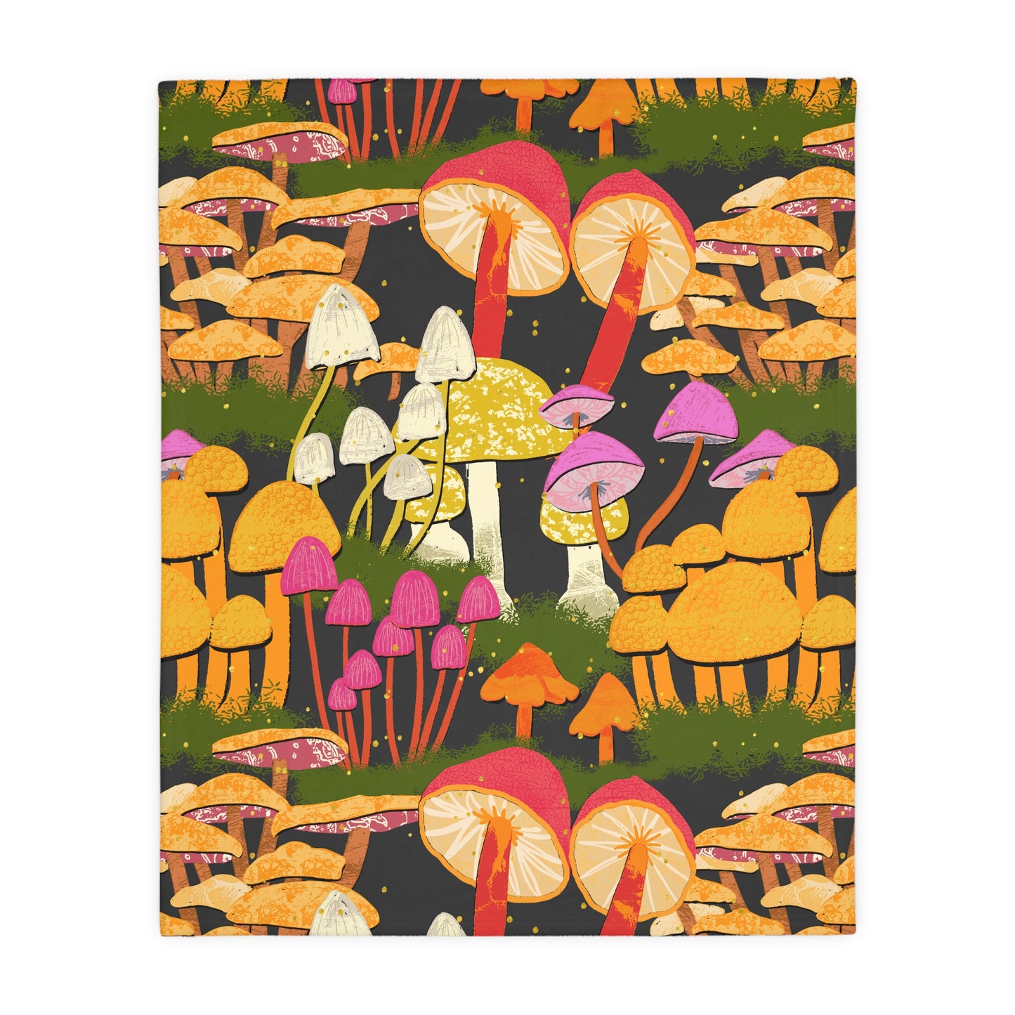 Many Many Mushrooms Velveteen Microfiber Blanket (Two-sided print)