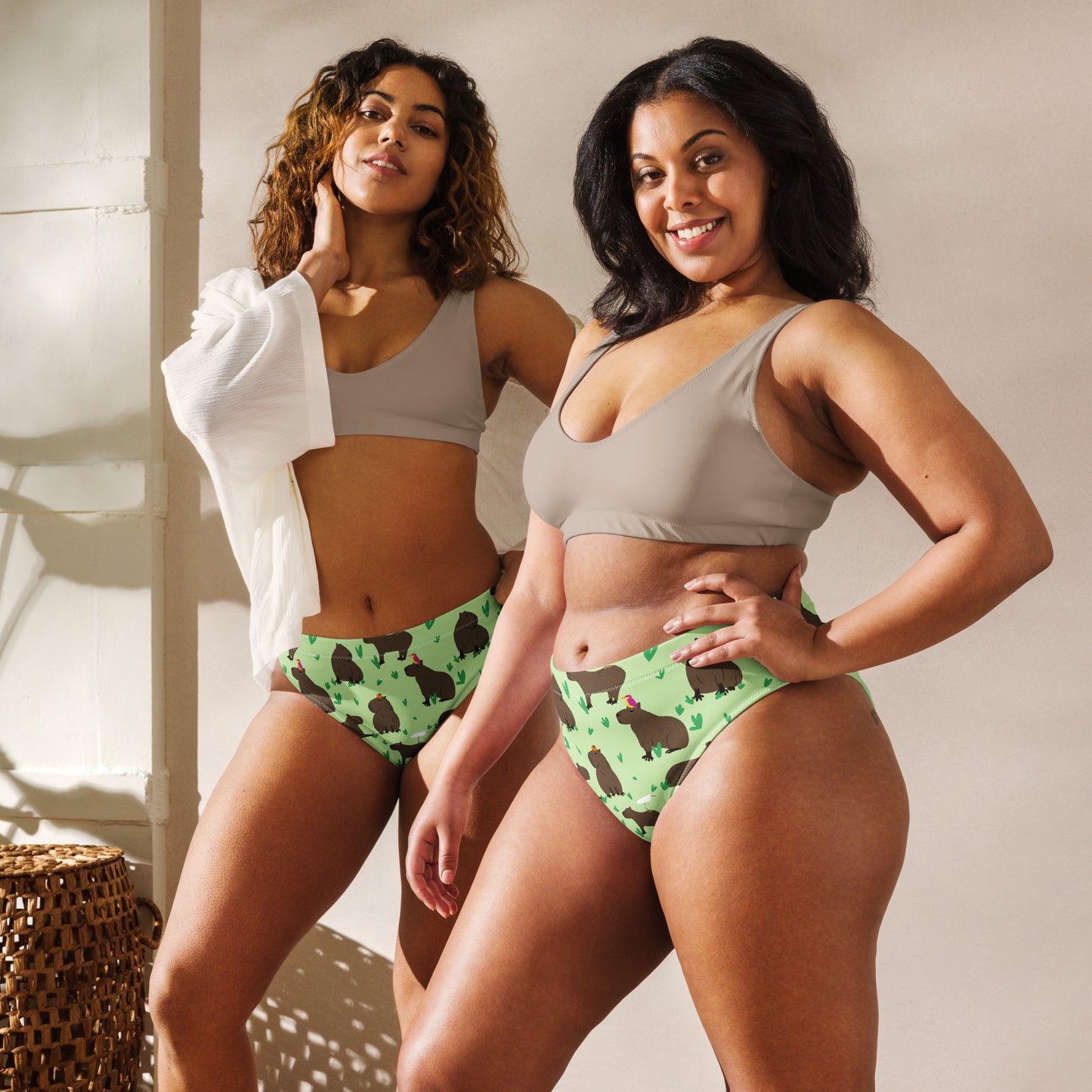 Capybaras & Friends Recycled high-waisted bikini bottom