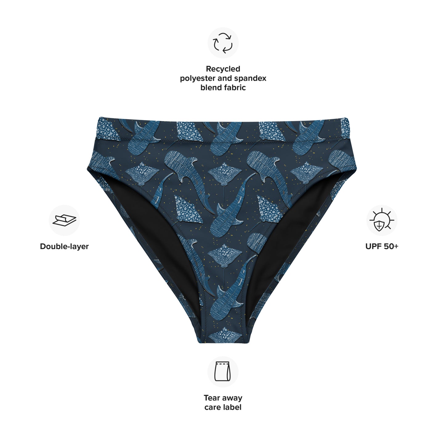 Sharks and Rays Recycled high-waisted bikini bottom