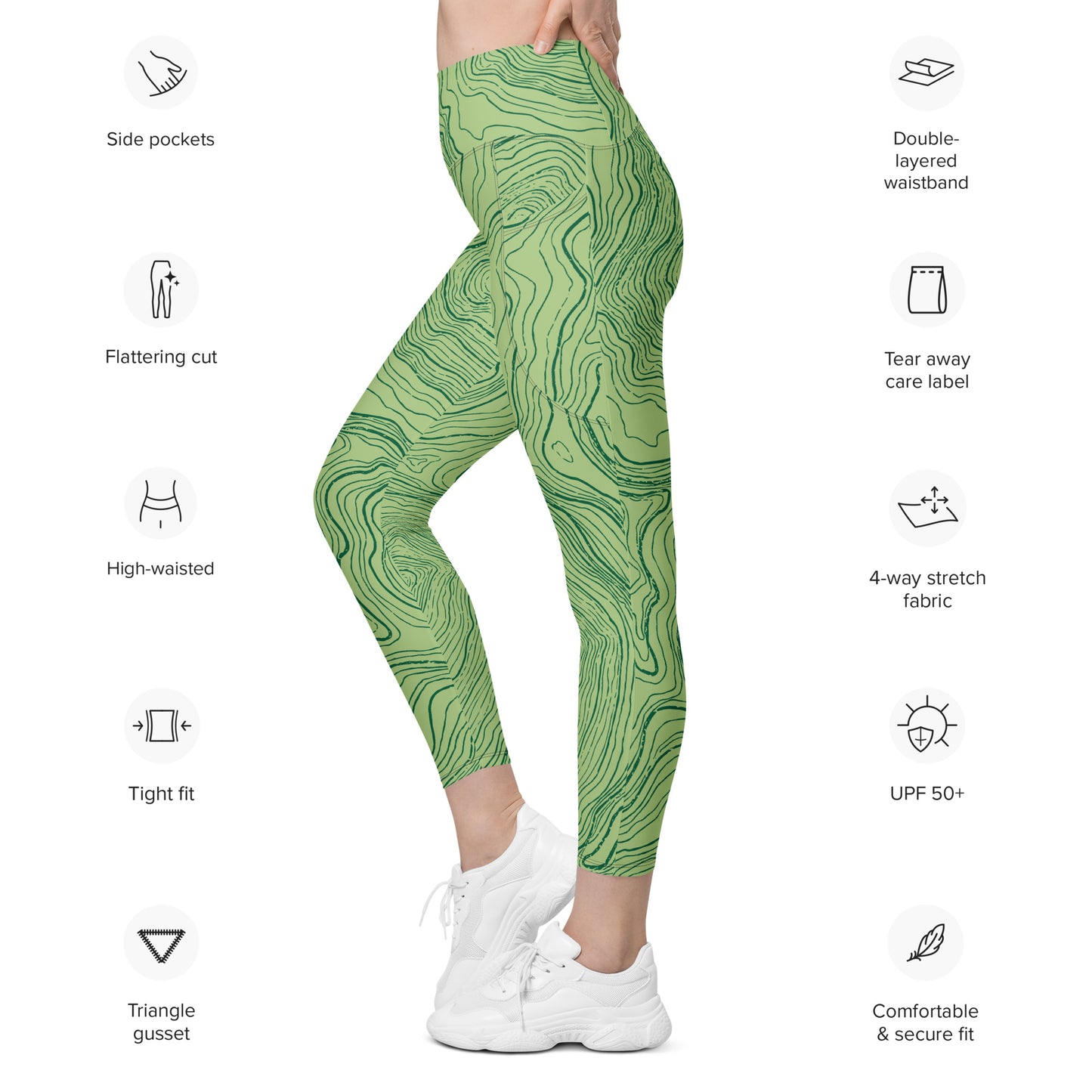 Topo Print Leggings with pockets in Green