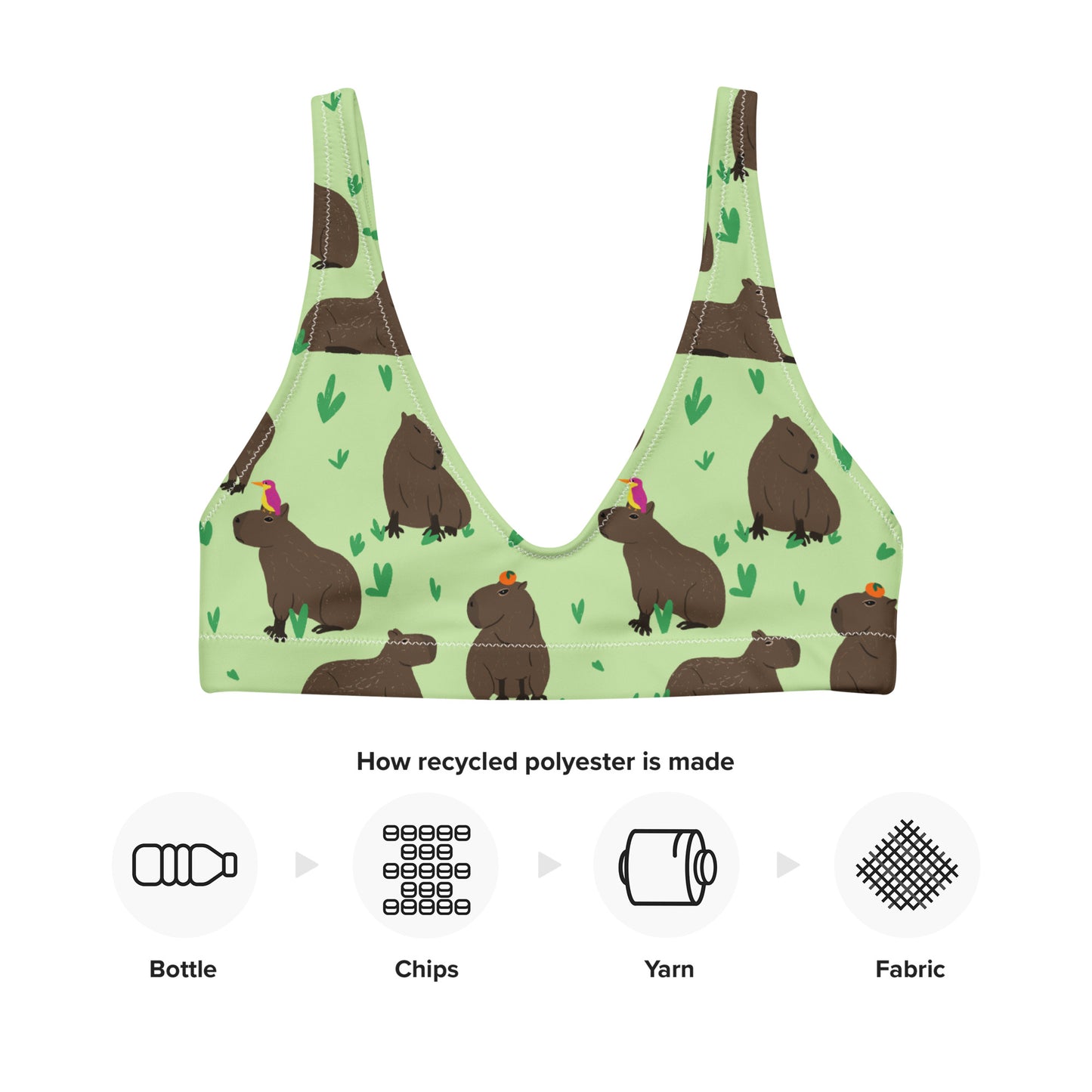 Capybaras & Friends Recycled padded bikini top