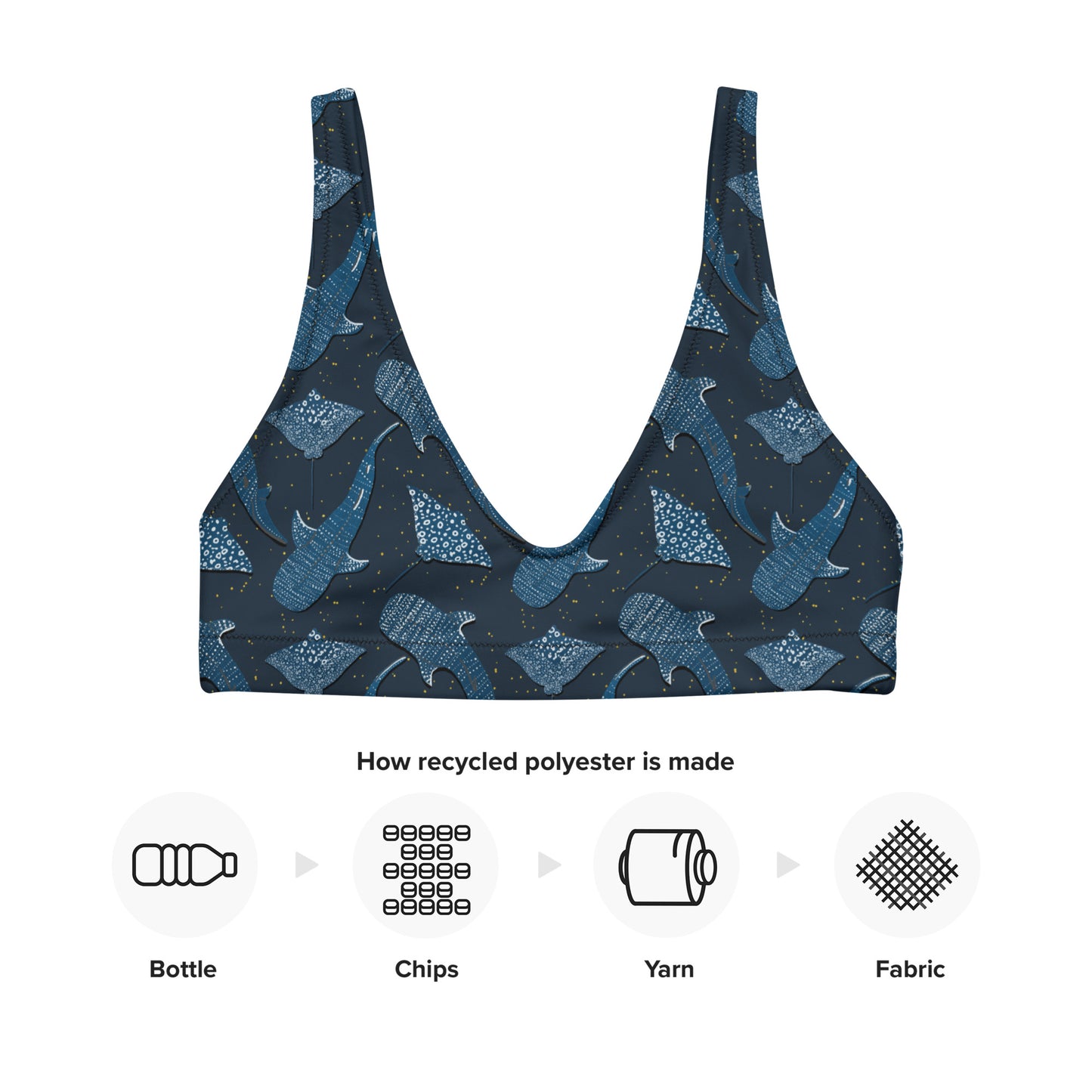 Sharks and Rays Recycled padded bikini top