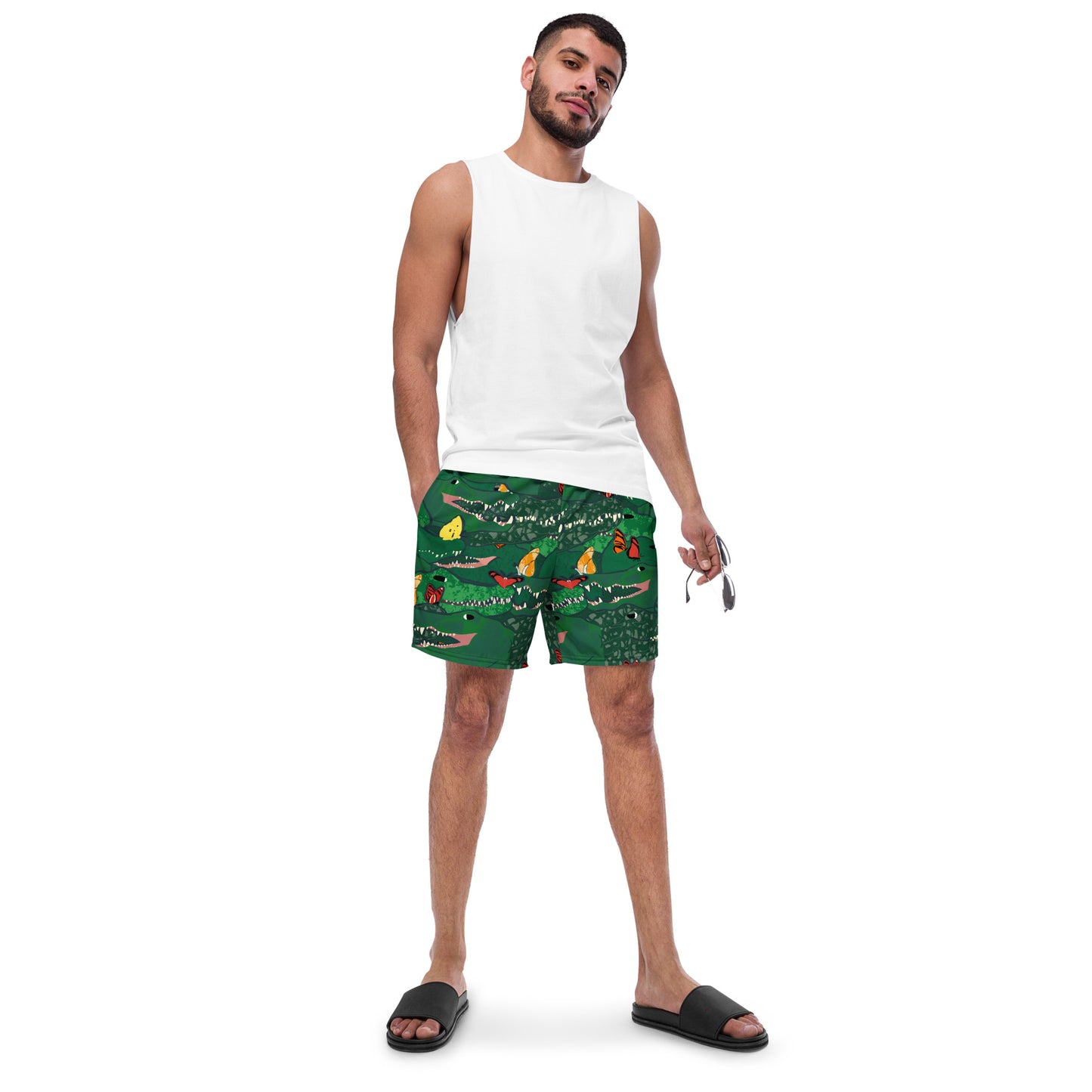 Butterfly Adorned Caimans Men's swim trunks