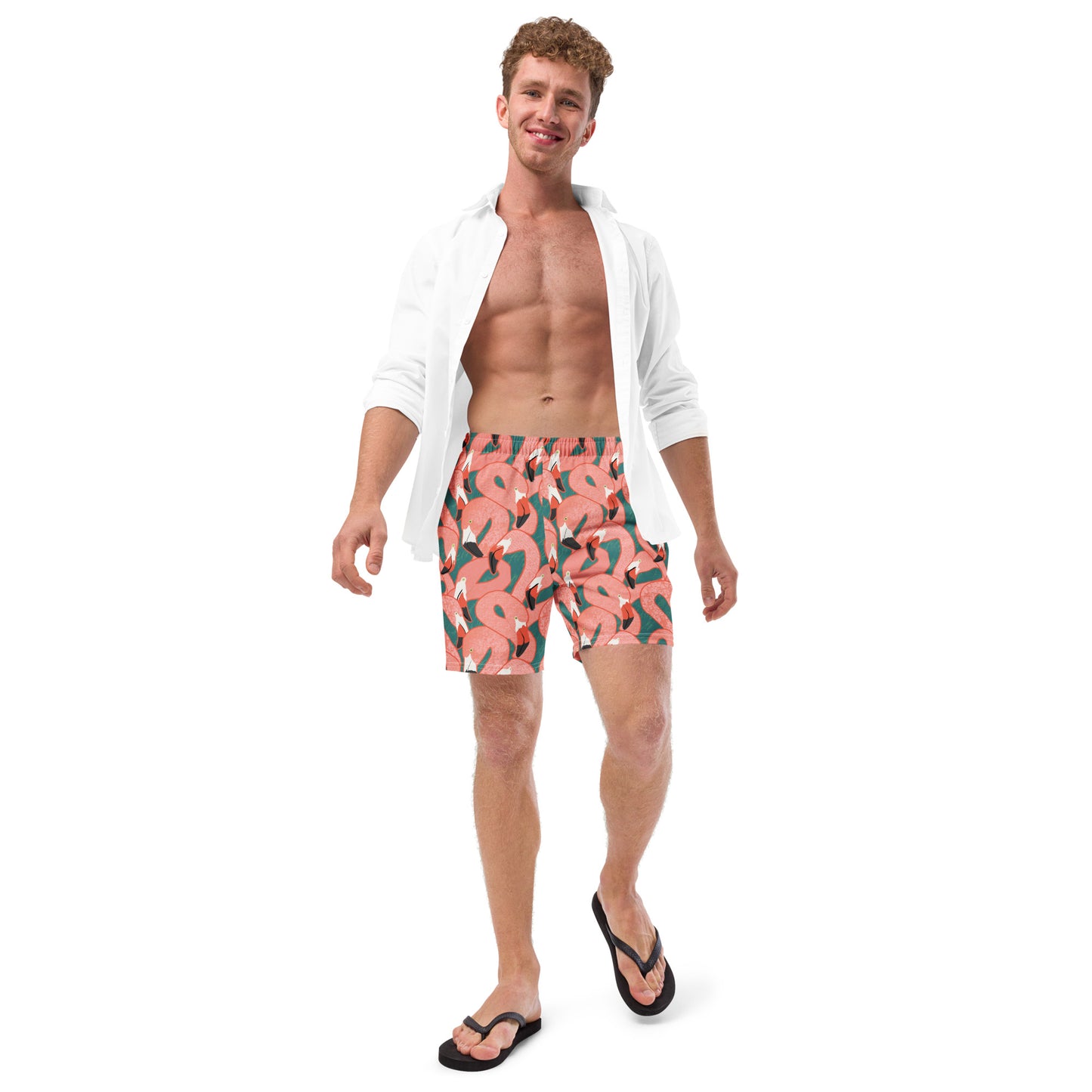 Let's Flamingle Men's swim trunks