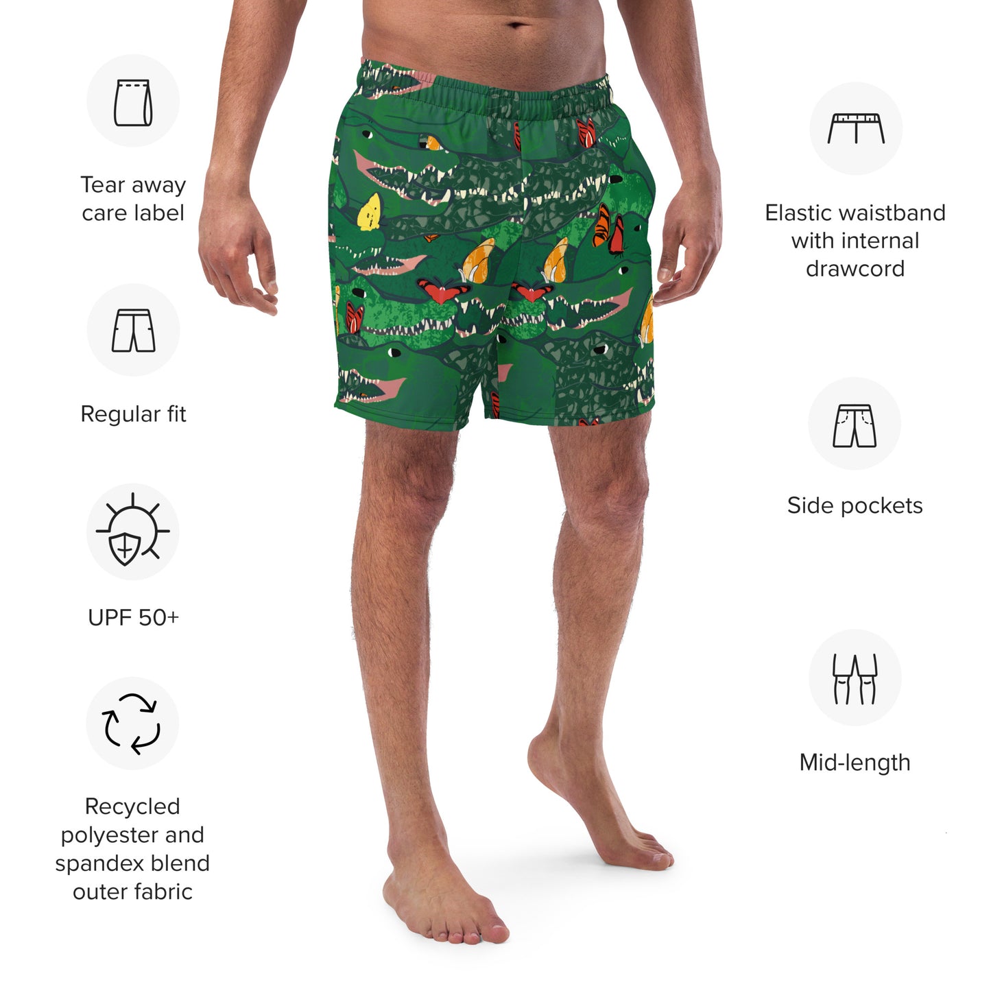 Butterfly Adorned Caimans Men's swim trunks