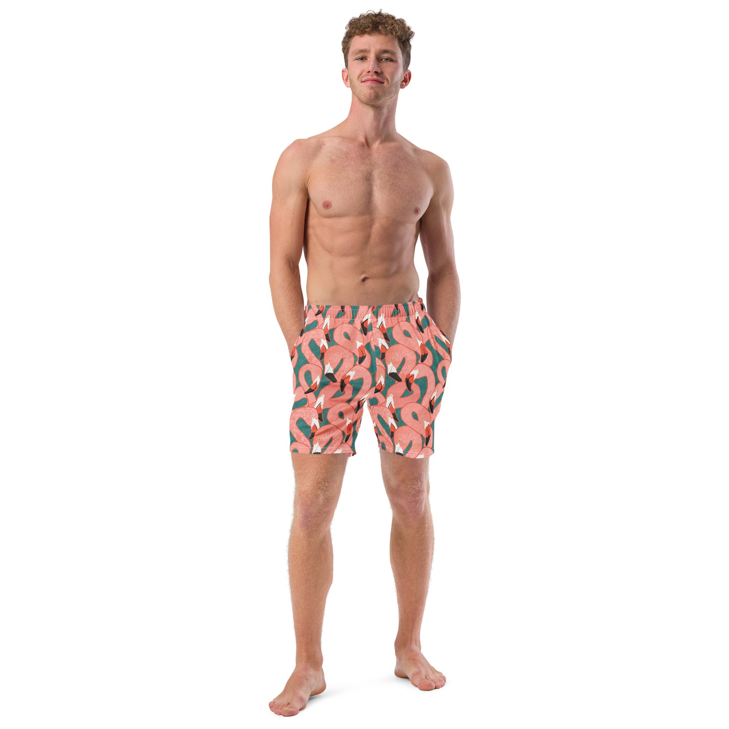 Let's Flamingle Men's swim trunks