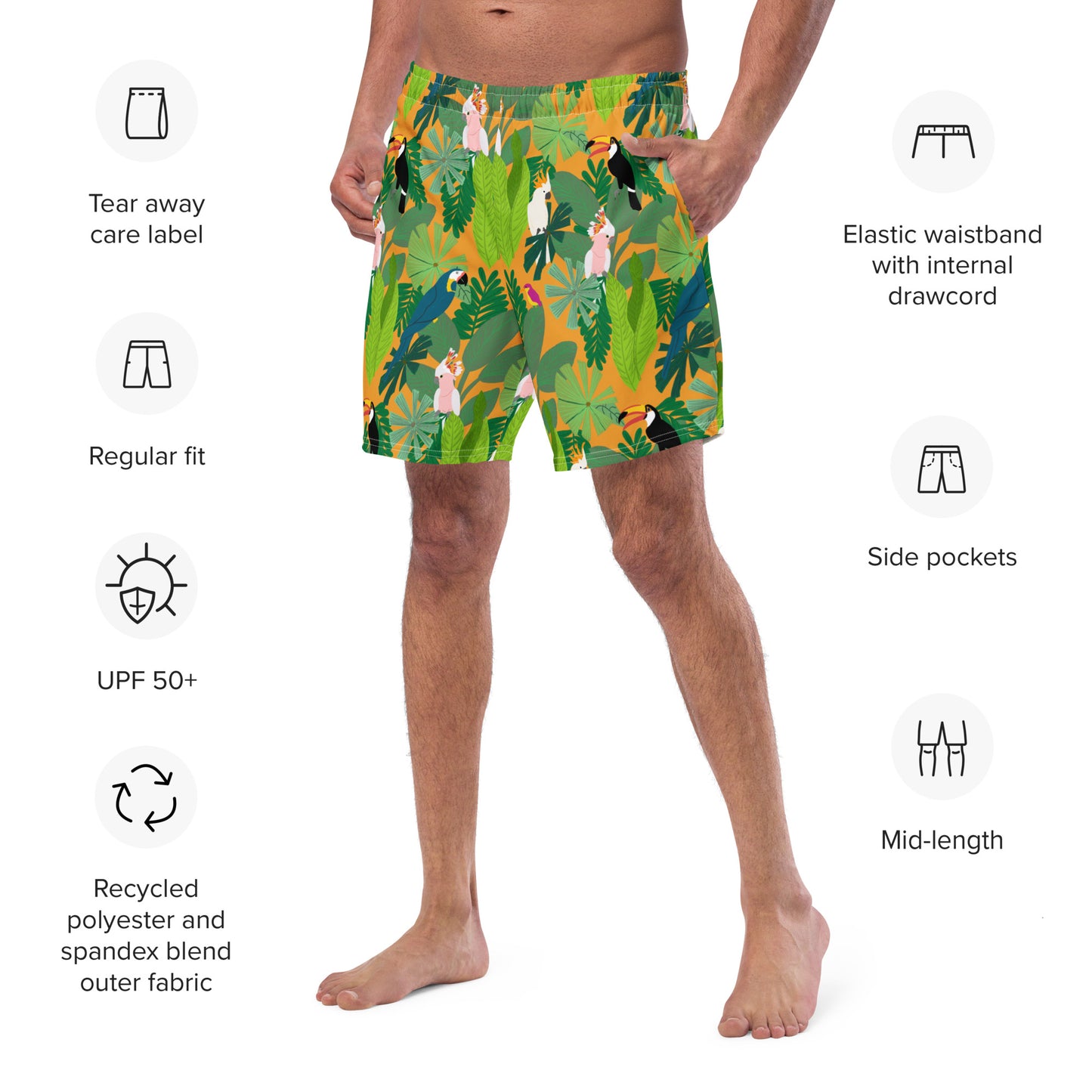 Birds in Paradise Men's swim trunks