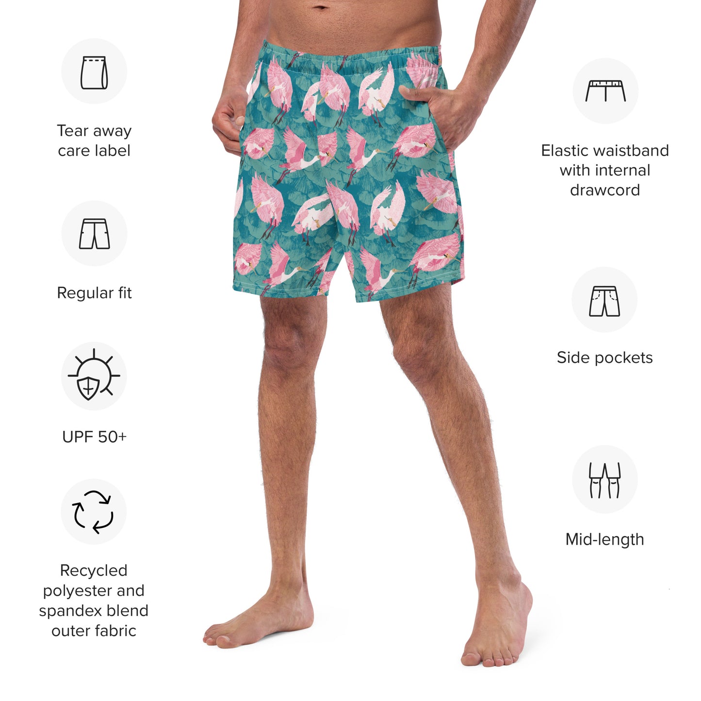 Roseate Goonbills Men's swim trunks