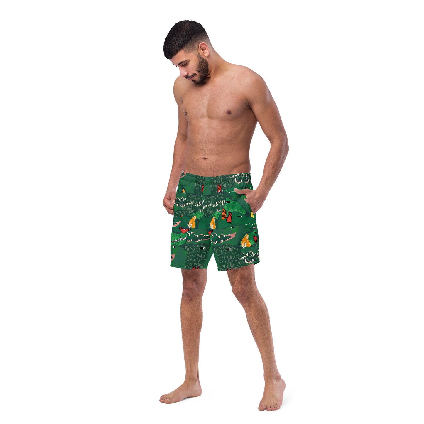 Butterfly Adorned Caimans Men's swim trunks