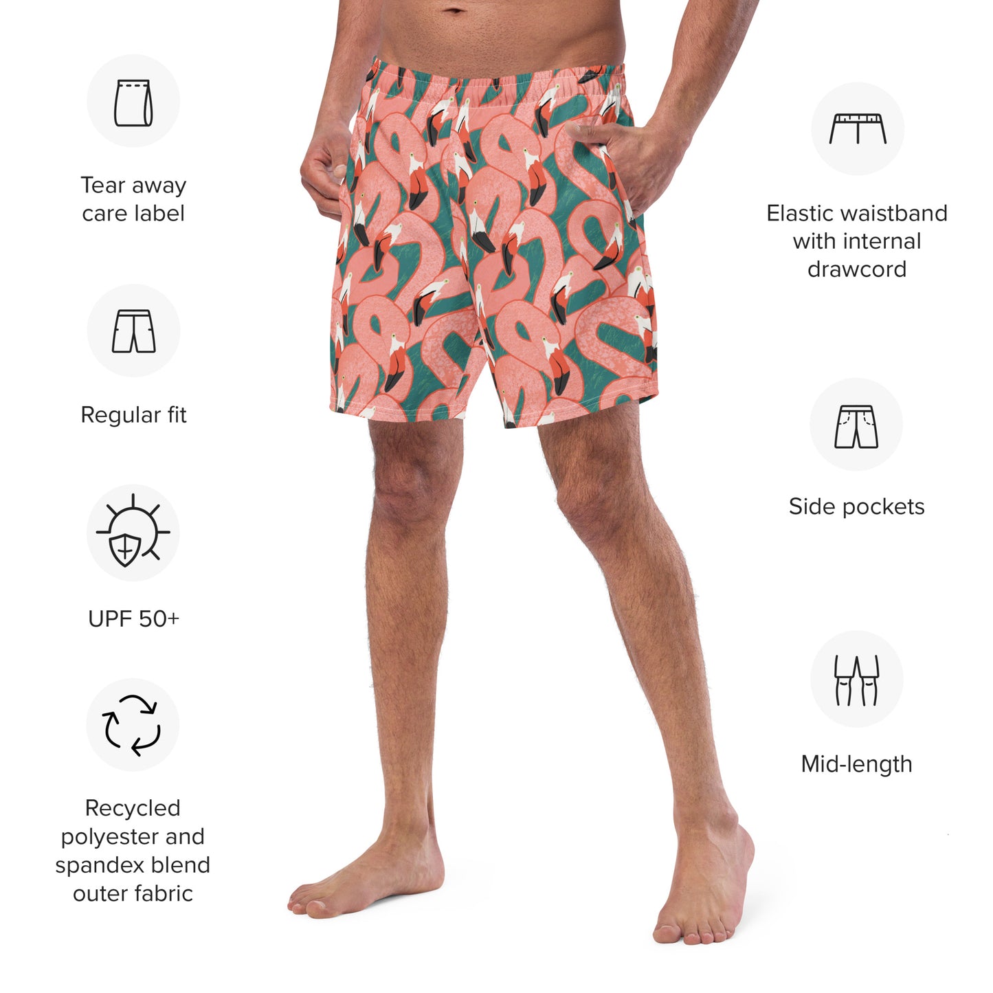 Let's Flamingle Men's swim trunks