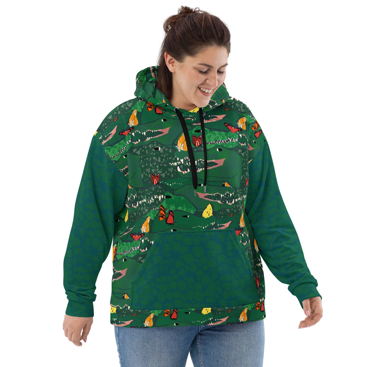 Butterfly Adorned Caimans Unisex Hoodie