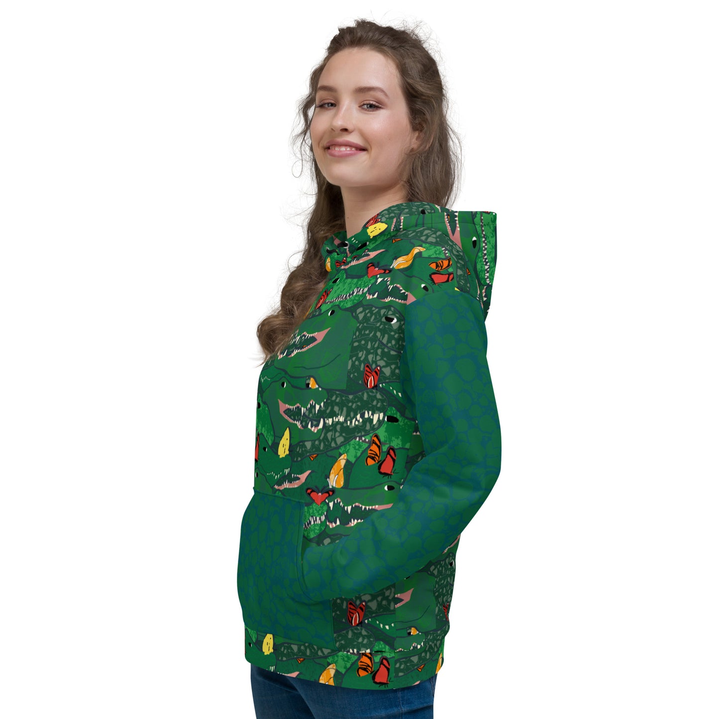 Butterfly Adorned Caimans Unisex Hoodie