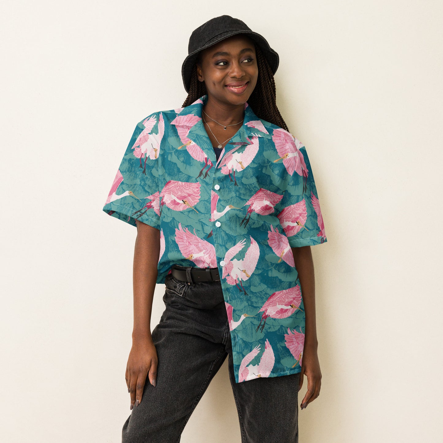 Roseate Goonbills Unisex button shirt