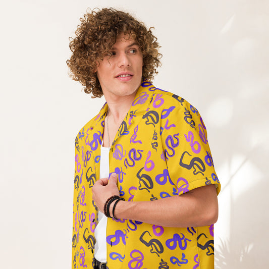 Sneks on a Plane in yellow Unisex button shirt